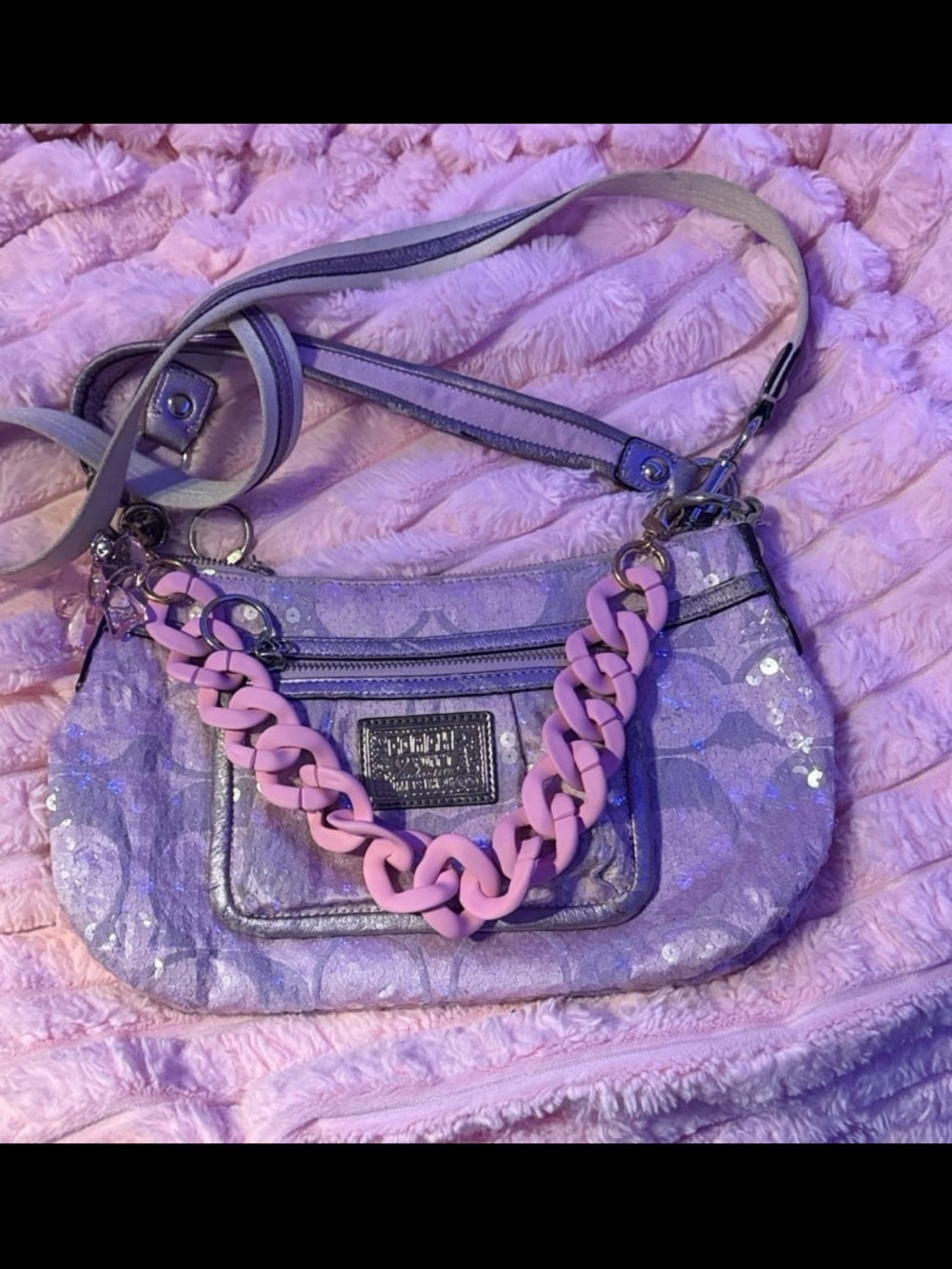 Vintage sequin Coach Poppy pink and purple